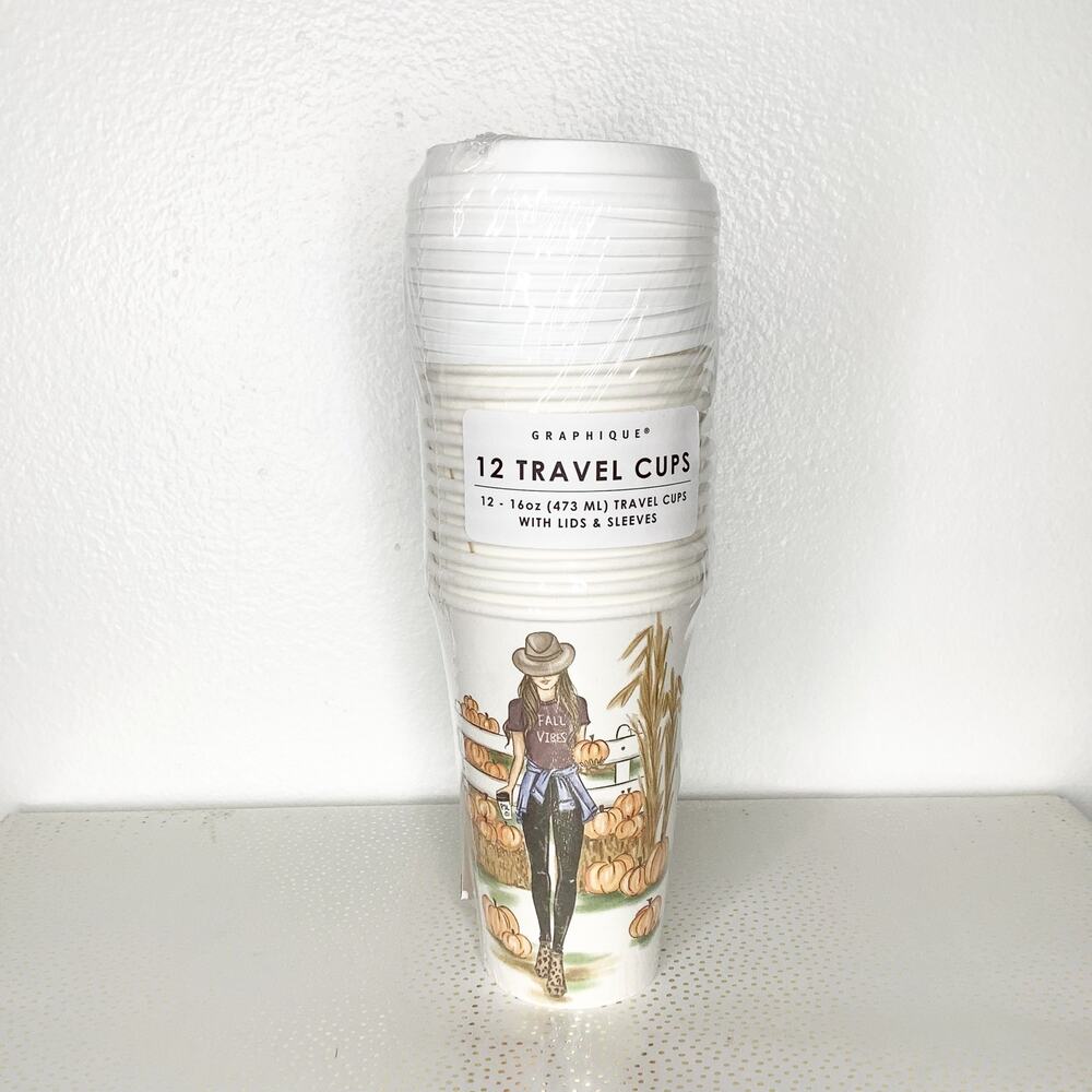 Graphique 12 Count Travel Cups With Lids Fall Vibes Themed New